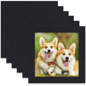 TOFOREVO 4x4 Picture Frames Set of 6 Black Wood Grain Photo Frame for Gallery Wall Mounting or Tabletop Display