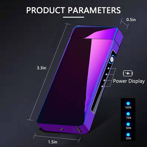 ولاعة كهربائية من YOZWOO قابلة لإعادة الشحن USB C ولاعة بلازما ولاعة لهب كهربائية كبيرة مقاومة للرياح مع مؤشر بطارية LED للشموع والبخور والألعاب النارية (أسود ثلجي) in Kuwait
