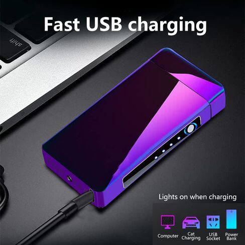 ولاعة كهربائية من YOZWOO قابلة لإعادة الشحن USB C ولاعة بلازما ولاعة لهب كهربائية كبيرة مقاومة للرياح مع مؤشر بطارية LED للشموع والبخور والألعاب النارية (أسود ثلجي) in Kuwait