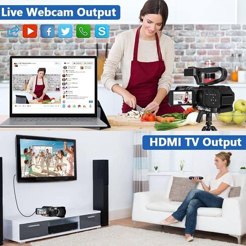 Camcorder Video Camera 4K 64MP 60FPS 18X Digital Zoom Video Camera Vlogging Camera for YouTube Video Camera for Filming with WIFI, Webcam, Microphone, Stabilizer, 64G SD Card, Remote Control in Kuwait