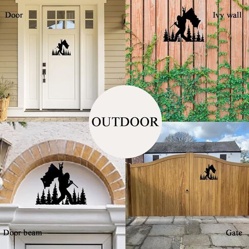 هدية Hosrnovo Bigfoot، ديكور جداري معدني لغرفة المعيشة وغرفة النوم والمطبخ والمنزل، هدايا ريترو كبيرة القدم للرجال (13.8 * 10.5 بوصة) in Kuwait