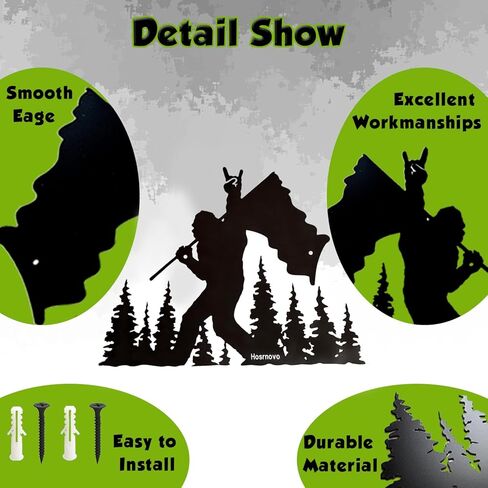 هدية Hosrnovo Bigfoot، ديكور جداري معدني لغرفة المعيشة وغرفة النوم والمطبخ والمنزل، هدايا ريترو كبيرة القدم للرجال (13.8 * 10.5 بوصة) in Kuwait