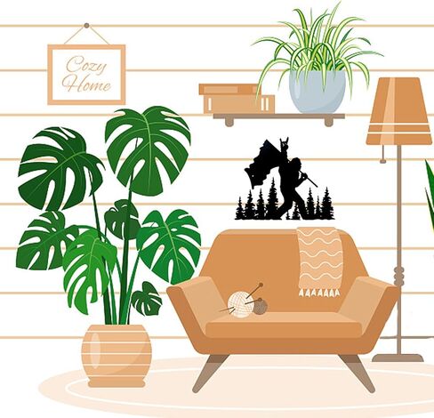 هدية Hosrnovo Bigfoot، ديكور جداري معدني لغرفة المعيشة وغرفة النوم والمطبخ والمنزل، هدايا ريترو كبيرة القدم للرجال (13.8 * 10.5 بوصة) in Kuwait