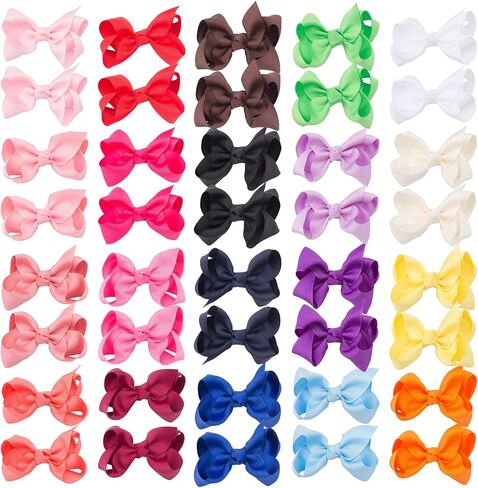 فيونكات شعر كلاسيكية 40 قطعة 6.35 سم للبنات الصغار ملحقات الشعر للأطفال الصغار والأطفال والبنات من فينوبو in Kuwait