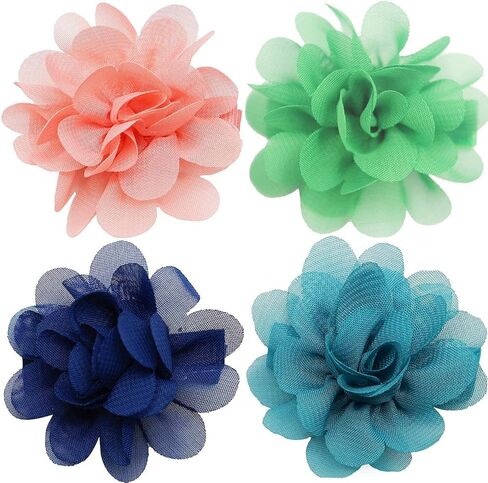 كيرل 50 قطعة من مشابك الشعر على شكل زهرة الشيفون مقاس 2 انش، مشابك شعر مبطنة بالكامل، مشابك شعر للبنات الرضع والاطفال الصغار في ازواج، 50 قطعة in Kuwait
