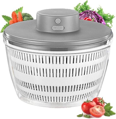 Electric Salad Spinner, 6L Lettuce spinner,Large Capacity Salad Vegetable Dryer,Fruit Salad Washer spinner dryer for Home Kitchen Washing & Drying Leafy Vegetables in Saudi Arabia