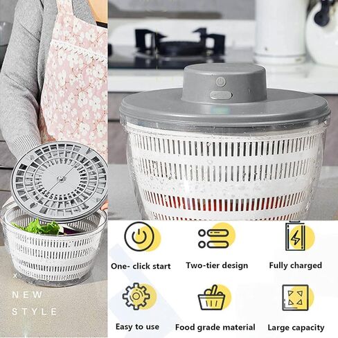 Electric Salad Spinner, 6L Lettuce spinner,Large Capacity Salad Vegetable Dryer,Fruit Salad Washer spinner dryer for Home Kitchen Washing & Drying Leafy Vegetables in Saudi Arabia