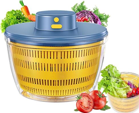 Electric Salad Spinner, 6L Lettuce spinner,Large Capacity Salad Vegetable Dryer,Fruit Salad Washer spinner dryer for Home Kitchen Washing & Drying Leafy Vegetables in Saudi Arabia