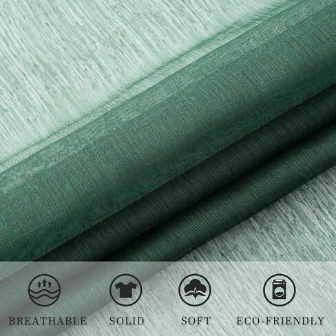 DUALIFE Emerald Green Sheer Curtains 84 inch Length Hunter Green Solid Voile Window Curtain Panels Drapes Rod Pocket Top for Living Room Bedroom Transparent Window Treatments 2 Panels in Kuwait