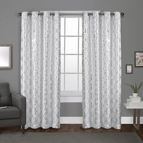 Exclusive Home Curtains Exclusive Home Modo Metallic Geometric Grommet Top Curtain Panel Pair, 54x96, Winter White, 2 Count in Saudi Arabia
