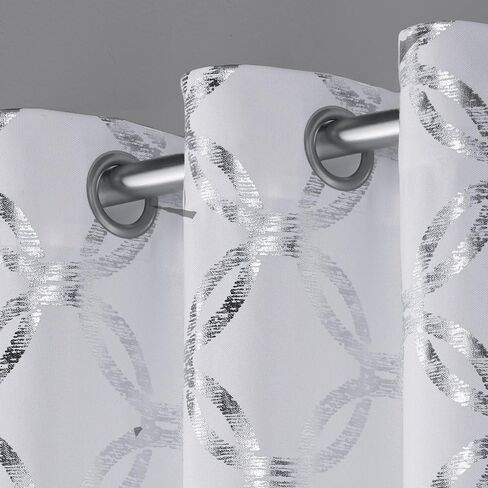 Exclusive Home Curtains Exclusive Home Modo Metallic Geometric Grommet Top Curtain Panel Pair, 54x96, Winter White, 2 Count in Saudi Arabia