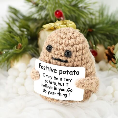 روسروز، بطاطس إيجابية، بطاطس صغيرة مضحكة إيجابية، دمية بطاطس صوف لطيفة محبوكة بشكل إبداعي مع بطاقة إيجابية، ديكور حفلات إيجابي من الكروشيه، 7.62 سم in Kuwait