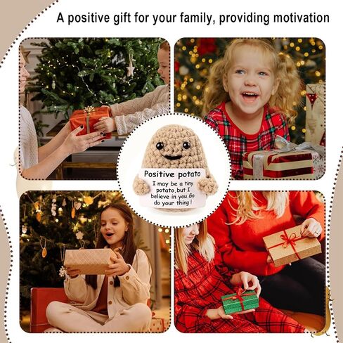 روسروز، بطاطس إيجابية، بطاطس صغيرة مضحكة إيجابية، دمية بطاطس صوف لطيفة محبوكة بشكل إبداعي مع بطاقة إيجابية، ديكور حفلات إيجابي من الكروشيه، 7.62 سم in Kuwait