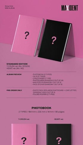 DREAMUS Stray Kids MAXIDENT 7th Mini Album Standard Version CD+Photobook+Lyrics paper+Photocard+Mini poster on pack+Face sticker+Tracking (HEART Version) in Saudi Arabia