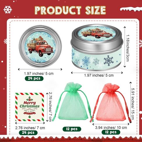 MTLEE 24 Sets Christmas Scented Candles Gift Sets Natural Soy Wax 2 oz Christmas Candle with Mesh Bags and Christmas Cards Aromatherapy Holiday Candles for Home Mom Women Sister Birthday Xmas in Saudi Arabia
