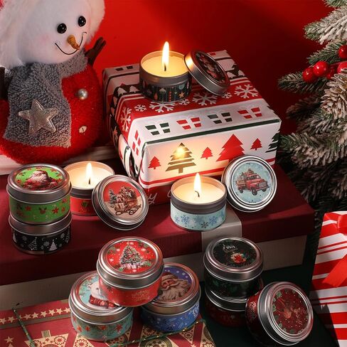 MTLEE 24 Sets Christmas Scented Candles Gift Sets Natural Soy Wax 2 oz Christmas Candle with Mesh Bags and Christmas Cards Aromatherapy Holiday Candles for Home Mom Women Sister Birthday Xmas in Saudi Arabia