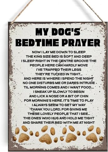 الرجعية كلبي وقت النوم علامات الصلاة جدار ديكور ريفي الكلب يقتبس أقوال خشبية معلقة علامة الديكور لباب المنزل 8x10 in Kuwait