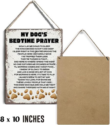 الرجعية كلبي وقت النوم علامات الصلاة جدار ديكور ريفي الكلب يقتبس أقوال خشبية معلقة علامة الديكور لباب المنزل 8x10 in Kuwait