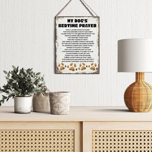 الرجعية كلبي وقت النوم علامات الصلاة جدار ديكور ريفي الكلب يقتبس أقوال خشبية معلقة علامة الديكور لباب المنزل 8x10 in Kuwait