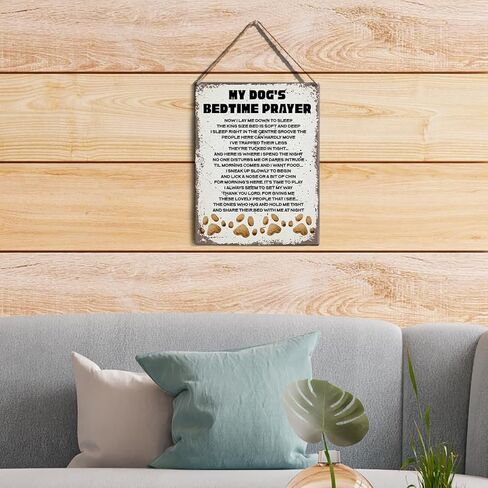 الرجعية كلبي وقت النوم علامات الصلاة جدار ديكور ريفي الكلب يقتبس أقوال خشبية معلقة علامة الديكور لباب المنزل 8x10 in Kuwait