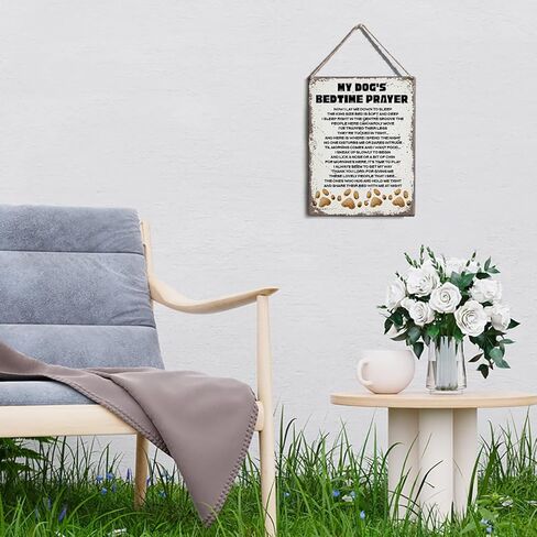الرجعية كلبي وقت النوم علامات الصلاة جدار ديكور ريفي الكلب يقتبس أقوال خشبية معلقة علامة الديكور لباب المنزل 8x10 in Kuwait