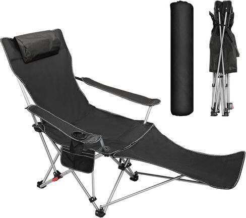 Beglitz Camping Folding Chair Ultralight Portable Beach Chair Compact Lightweight for Backpacking Hiking Picnic Barbeques Fishing Outdoor with Carry Bag Supports 280+Lbs Black in Saudi Arabia
