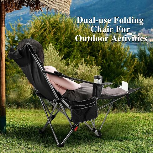 Beglitz Camping Folding Chair Ultralight Portable Beach Chair Compact Lightweight for Backpacking Hiking Picnic Barbeques Fishing Outdoor with Carry Bag Supports 280+Lbs Black in Saudi Arabia