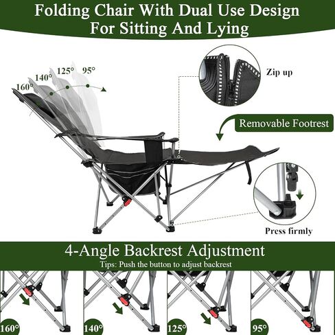 Beglitz Camping Folding Chair Ultralight Portable Beach Chair Compact Lightweight for Backpacking Hiking Picnic Barbeques Fishing Outdoor with Carry Bag Supports 280+Lbs Black in Saudi Arabia
