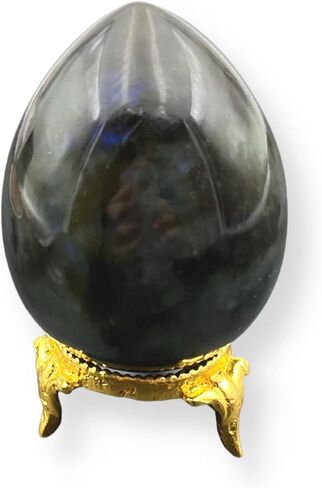 بيضة الأحجار الكريمة اللابرادوريت من GEMSCITE 45~50 مم منحوتة يدويًا من الكريستال الريكي منحوتة حجرية مذبح الشفاء التركيز التعبدي التركيز الروحي على شقرا التطهير الميتافيزيقي لتزيين المنزل in Saudi Arabia