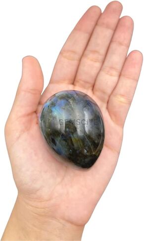 بيضة الأحجار الكريمة اللابرادوريت من GEMSCITE 45~50 مم منحوتة يدويًا من الكريستال الريكي منحوتة حجرية مذبح الشفاء التركيز التعبدي التركيز الروحي على شقرا التطهير الميتافيزيقي لتزيين المنزل in Saudi Arabia
