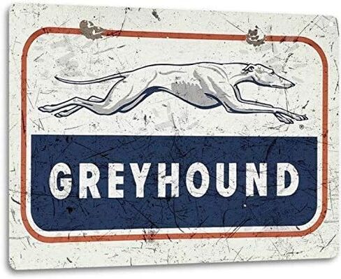 Greyhound Logo Bus Stop Station Line Retro Vintage Look Wall Art Decor Metal Tin Sign 8x12in in Kuwait