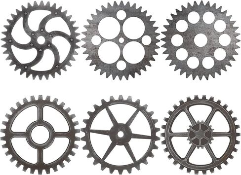Wooden Industrial Steampunk Style Gear Wheel Wall Decoration 10 Inch Vintage Wooden Gear Combination Farmhouse Hanging Wall Decor for Home Wall Bar Decor Art Craft Wall Decor (Vintage Style, 6 Pieces) in Saudi Arabia