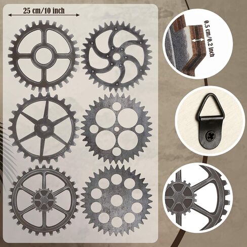 Wooden Industrial Steampunk Style Gear Wheel Wall Decoration 10 Inch Vintage Wooden Gear Combination Farmhouse Hanging Wall Decor for Home Wall Bar Decor Art Craft Wall Decor (Vintage Style, 6 Pieces) in Saudi Arabia