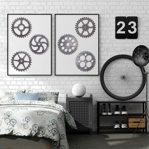 Wooden Industrial Steampunk Style Gear Wheel Wall Decoration 10 Inch Vintage Wooden Gear Combination Farmhouse Hanging Wall Decor for Home Wall Bar Decor Art Craft Wall Decor (Vintage Style, 6 Pieces) in Saudi Arabia