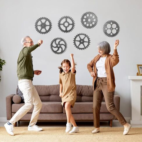 Wooden Industrial Steampunk Style Gear Wheel Wall Decoration 10 Inch Vintage Wooden Gear Combination Farmhouse Hanging Wall Decor for Home Wall Bar Decor Art Craft Wall Decor (Vintage Style, 6 Pieces) in Saudi Arabia