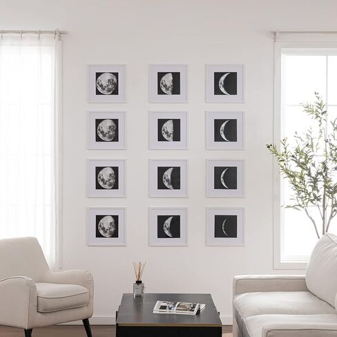 eletecpro 12x12 Picture Frame Set of 12, Display Pictures 8x8 with Mat or 12x12 without Mat, Gallery Wall Frame Set for Home Decoration, Picture Frames Collage Wall Decor, Black in Saudi Arabia