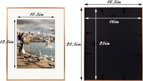 Space Art Deco, 11x14 Picture Frame Set of 3, Display Pictures 8x10 with Mat or 11x14 Without Mat, Wall Mounting Gallery Photo Frames, Gold in Kuwait
