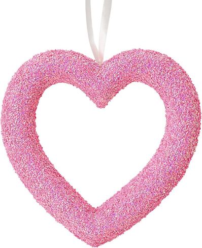 Udefineit عيد الحب 3D بريق القلب اكليلا من الزهور، 11in الوردي الترتر عيد الحب رغوة القلب اكليلا من الزهور للباب الأمامي، الاصطناعي على شكل قلب دونات اكليلا داخلي شنقا الحلي علامة جدار ديكور النوافذ in Kuwait