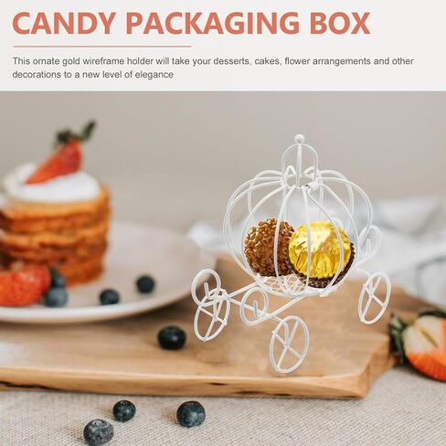 Vintage Decor Vintage Decor White Decor Pumpkin Candy Box Pumpkin Carriage Decorative Box Carriage Centerpiece for Wedding Birthday Party 2pcs Wedding Favor Boxes Wedding Decor Wedding Decor in Saudi Arabia