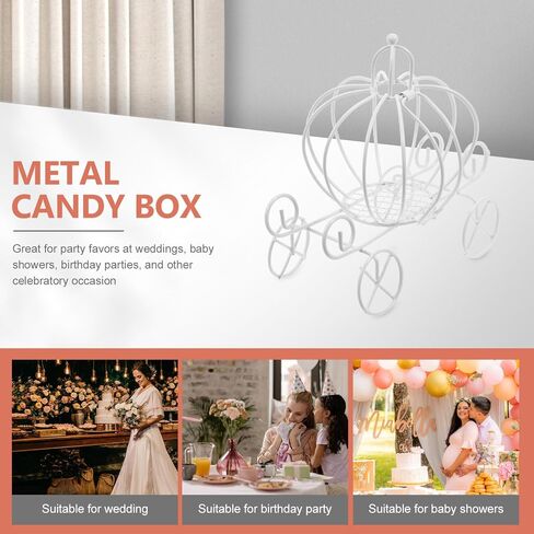 Vintage Decor Vintage Decor White Decor Pumpkin Candy Box Pumpkin Carriage Decorative Box Carriage Centerpiece for Wedding Birthday Party 2pcs Wedding Favor Boxes Wedding Decor Wedding Decor in Saudi Arabia