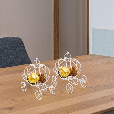 Vintage Decor Vintage Decor White Decor Pumpkin Candy Box Pumpkin Carriage Decorative Box Carriage Centerpiece for Wedding Birthday Party 2pcs Wedding Favor Boxes Wedding Decor Wedding Decor in Saudi Arabia