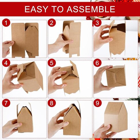 Cholemy 50 Pcs Christmas Gingerbread Houses Kit House Shaped Boxes Cardboard Christmas Crafts DIY Build Gingerbread House Supplies Holiday Fun Party Game Decorating(Brown) in Kuwait