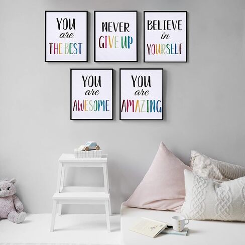 12 Pieces Inspirational Print Wall Poster Motivational Quote Watercolor Words Posters Aesthetic Poster Unframed Canvas Saying Painting Posters for Kids Room Modern Decoration (Black, 8 x 10 Inches) in Saudi Arabia