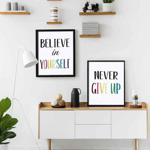 12 Pieces Inspirational Print Wall Poster Motivational Quote Watercolor Words Posters Aesthetic Poster Unframed Canvas Saying Painting Posters for Kids Room Modern Decoration (Black, 8 x 10 Inches) in Saudi Arabia
