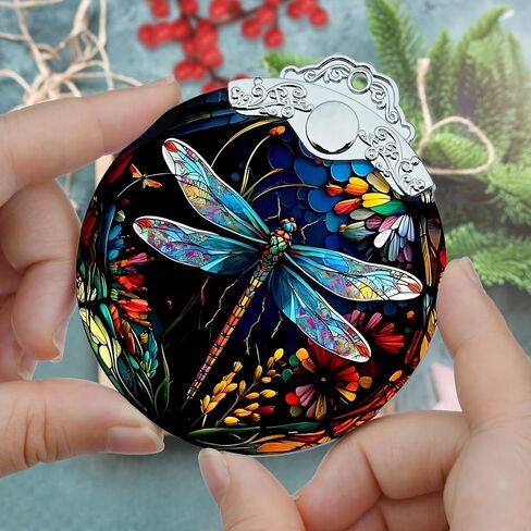 Jocidea Christmas Ornament, Dragonfly Christmas Decor, Dragonfly Ornaments for Christmas Tree, Stained Glass Ornament, Dragonfly Gifts, Holiday Decorations and Xmas Gifts Ideas in Saudi Arabia