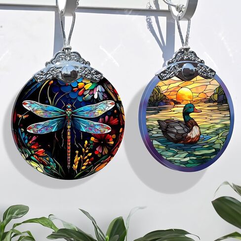 Jocidea Christmas Ornament, Dragonfly Christmas Decor, Dragonfly Ornaments for Christmas Tree, Stained Glass Ornament, Dragonfly Gifts, Holiday Decorations and Xmas Gifts Ideas in Saudi Arabia