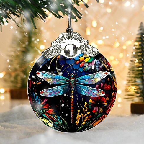Jocidea Christmas Ornament, Dragonfly Christmas Decor, Dragonfly Ornaments for Christmas Tree, Stained Glass Ornament, Dragonfly Gifts, Holiday Decorations and Xmas Gifts Ideas in Saudi Arabia