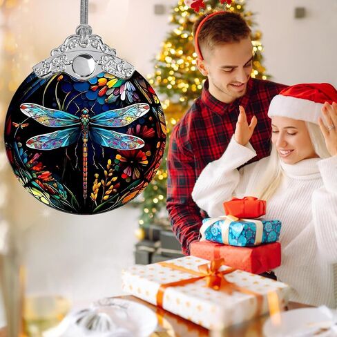 Jocidea Christmas Ornament, Dragonfly Christmas Decor, Dragonfly Ornaments for Christmas Tree, Stained Glass Ornament, Dragonfly Gifts, Holiday Decorations and Xmas Gifts Ideas in Saudi Arabia