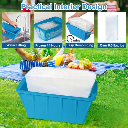 قالب مكعبات ثلج كبير جدًا من PUSEALON، 3 عبوات، كتلة ثلج 6.5 رطل، مكعبات ثلج لحوض الغطس البارد أو المبردات، صينية مكعبات ثلج كبيرة من السيليكون قابلة لإعادة الاستخدام لمبرد حمام الثلج، قوالب مكعبات ثلج كبيرة in Kuwait