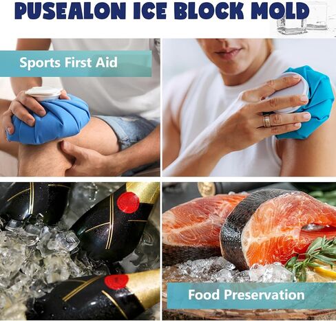 قالب مكعبات ثلج كبير جدًا من PUSEALON، 3 عبوات، كتلة ثلج 6.5 رطل، مكعبات ثلج لحوض الغطس البارد أو المبردات، صينية مكعبات ثلج كبيرة من السيليكون قابلة لإعادة الاستخدام لمبرد حمام الثلج، قوالب مكعبات ثلج كبيرة in Kuwait